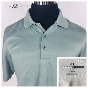 Grand Slam Men's Green Striped Buttoned Shirt M